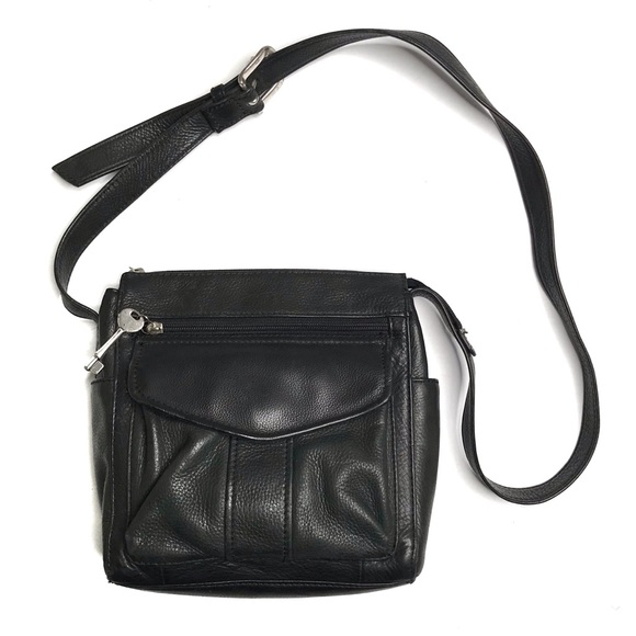 Fossil Handbags - Fossil Black Leather Crossbody / Shoulder Bag